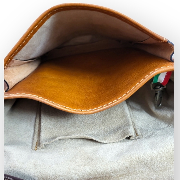 Pratesi Firenze Leather Crossbody Bag Tan Brown Leather - Picture 6 of 11